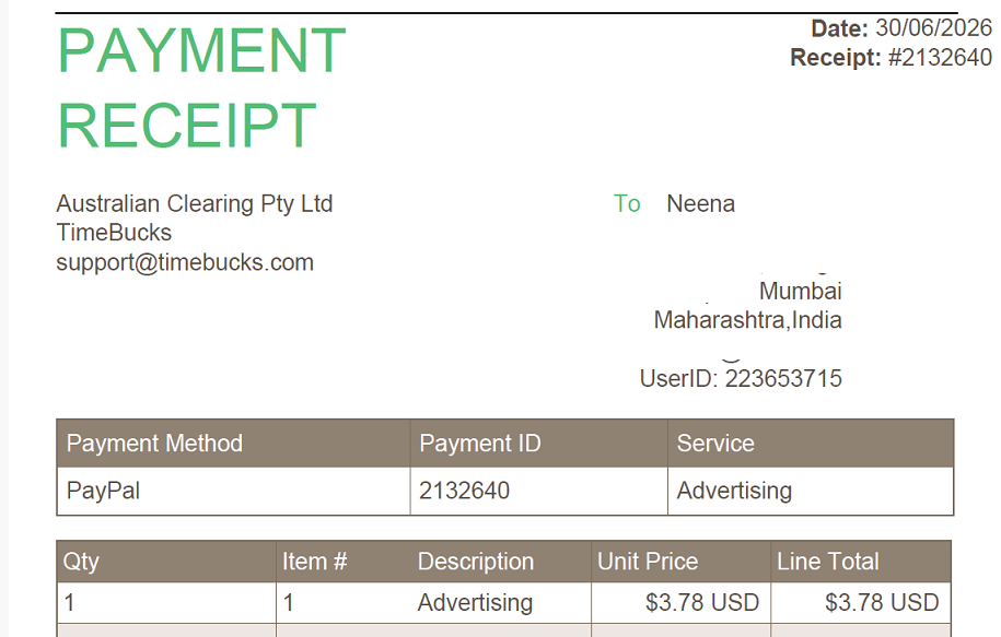 Timebucks not paying some indian users, though records show paypal payment
